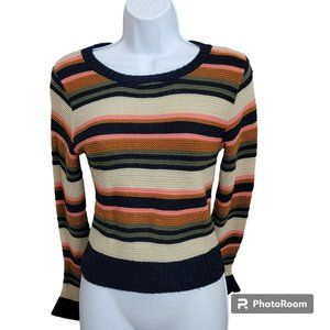 Serendipity by Victoria Sweater, Women S,  Multi-Color Stripe Knit Sweater, EUC